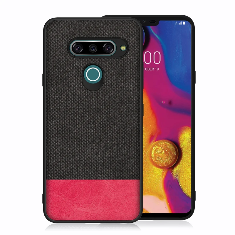 Aveuri роскошный тканевый чехол для телефона LG G8S G8 ThinQ Stylo 5 Coque Бизнес ПУ; кожа; силикон задняя крышка для LG V40 K40 чехол - Цвет: Black - Red