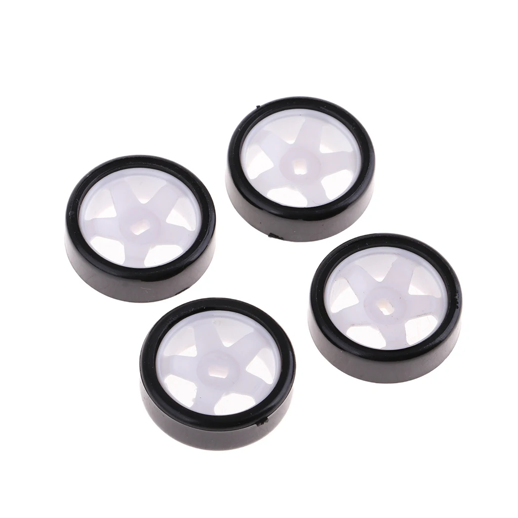 4 Pcs Toy Cars Model Black Wheel Tyre for Two-Drive RC Racing Car, 1/28 Scale