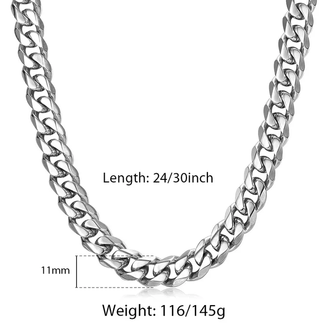 Davieslee 11mm Mens Boys Necklace Cuban 
