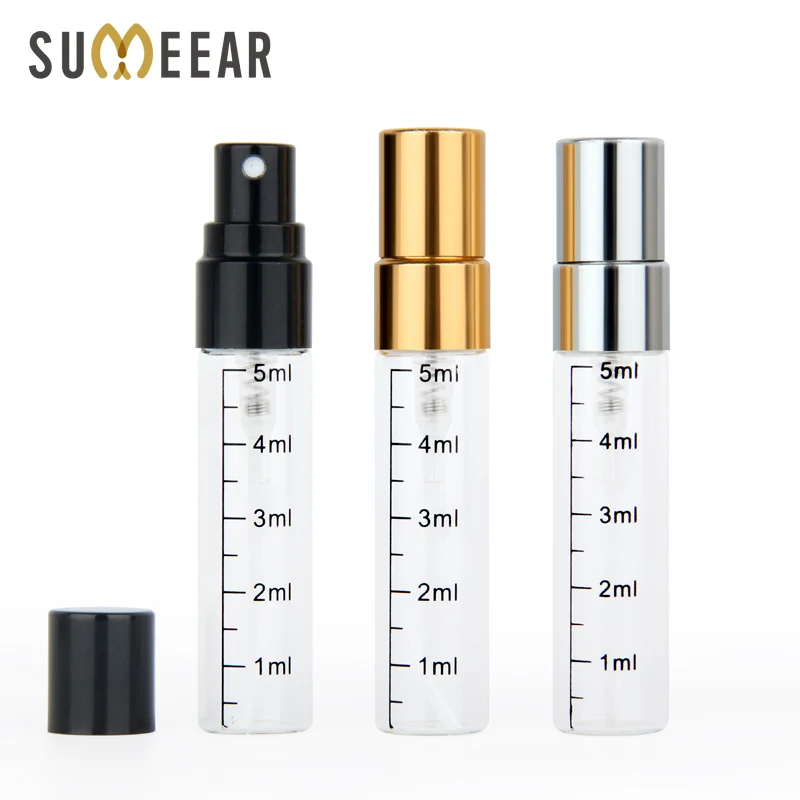 100pieces/lot 5ml Refillable Perfume Spray Bottle Aluminum  Atomizer Bottles Portable Travel Cosmetic Make up Bottles high precision horizontal bead universal horizontal bubble portable level bubble 100pieces lot size 15 8mm