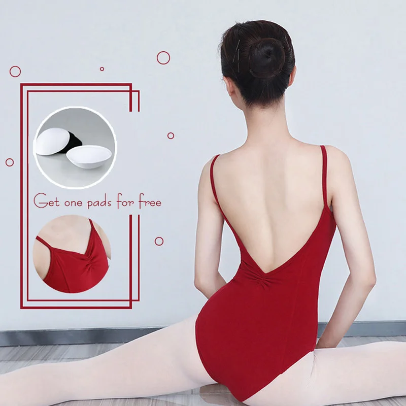 

Women Ballet Leotard Spaghetti Straps Ballet Dance Wear Adults Camisole Leotards Black Red Gymnastics Training Clothes