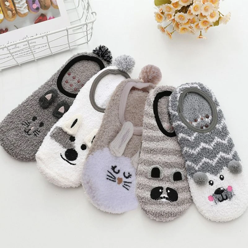 Cartoon Animal Embroidery Socks | Slippers Women's Socks | Winter Socks  Slippers - 1pair - Aliexpress