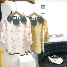 Новое Стильное платье с принтом для девочек, модные весенние хлопковые сетчатые платья для девочек 3-8 лет, HJ359