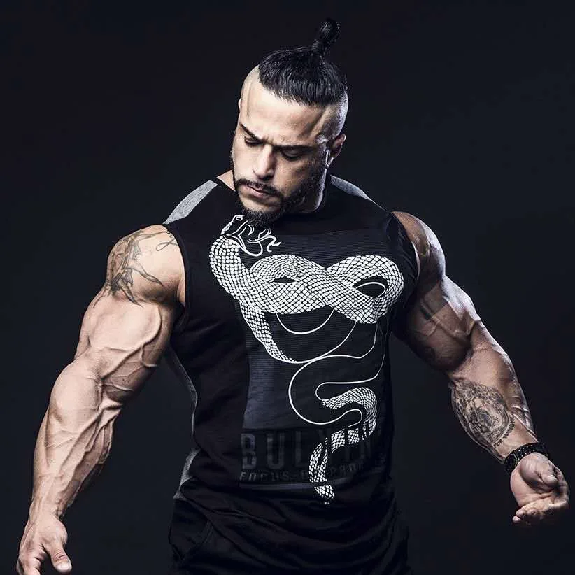 

2019 New Style Muscular Men Sports Vest Men's Sleeveless Fitness Vest Elasticity Quick-Dry Cationic Joint Vest