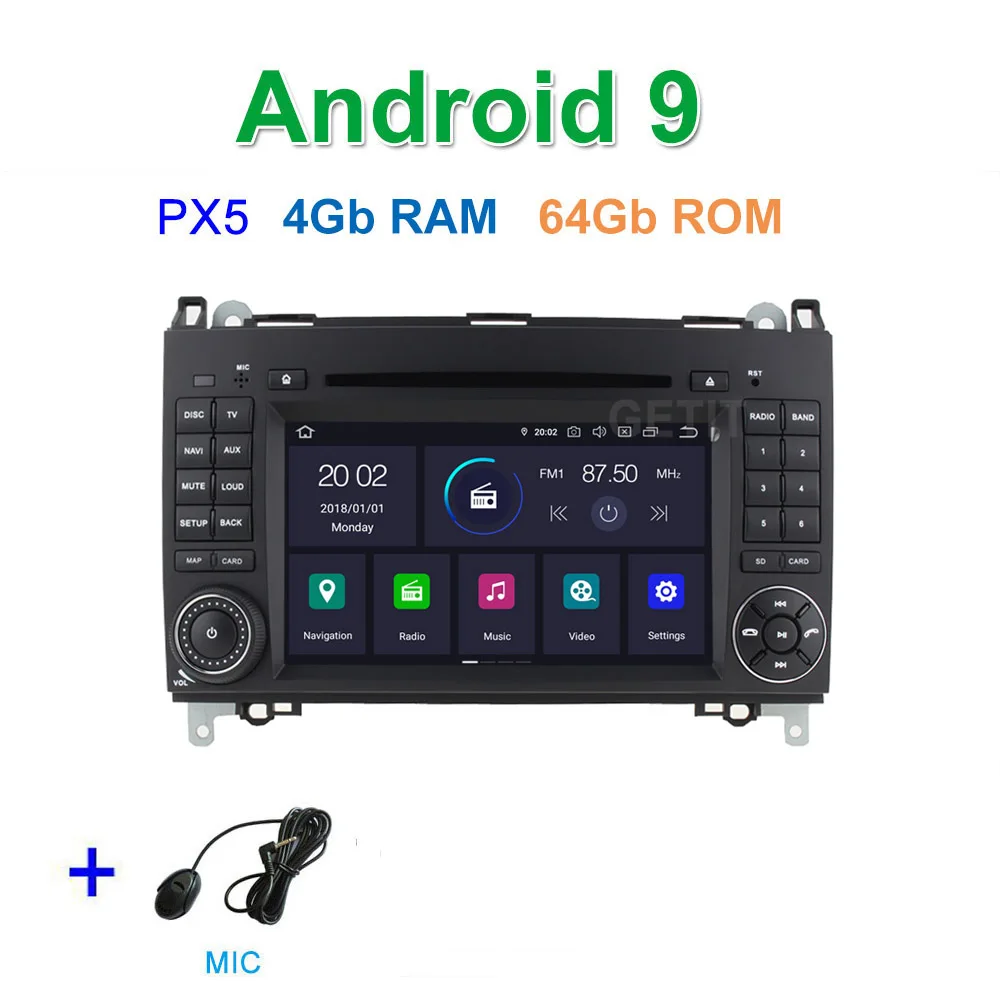DSP 64G PX6 Android 9,0 автомобильный DVD мультимедиа радио gps для Mercedes Benz B200 W169 W245 Viano Vito W639 Sprinter W906 - Цвет: PX5 4G-RAM 64G-ROM