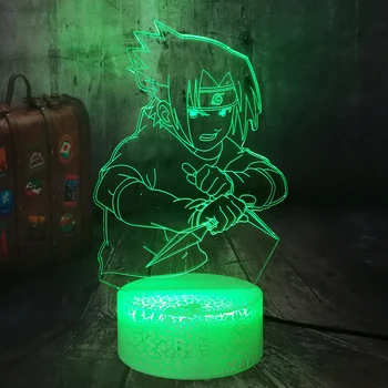 

Anime Figure Naruto Fans Uchiha Sasuke 3D Optical Night Light Baby Table Lamp Kid Holiday Kid New Year Christmas lamp Home Decor