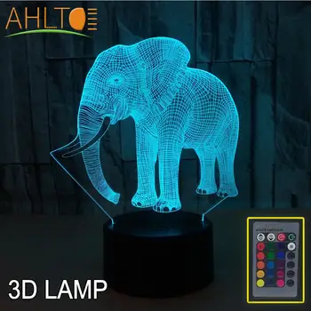 

3D Elephant Outline Night Light Colorful Touch LED Visual Light Gift Atmosphere 3D Small Table Lamp