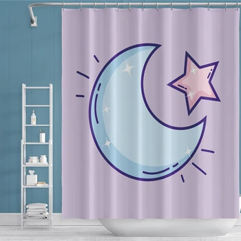 

Cartoon Moon Animal Shower Curtain Waterproof Polyester Fabric Bath Screen Cat bird Curtain for Home Decoration Bathroom Curtain