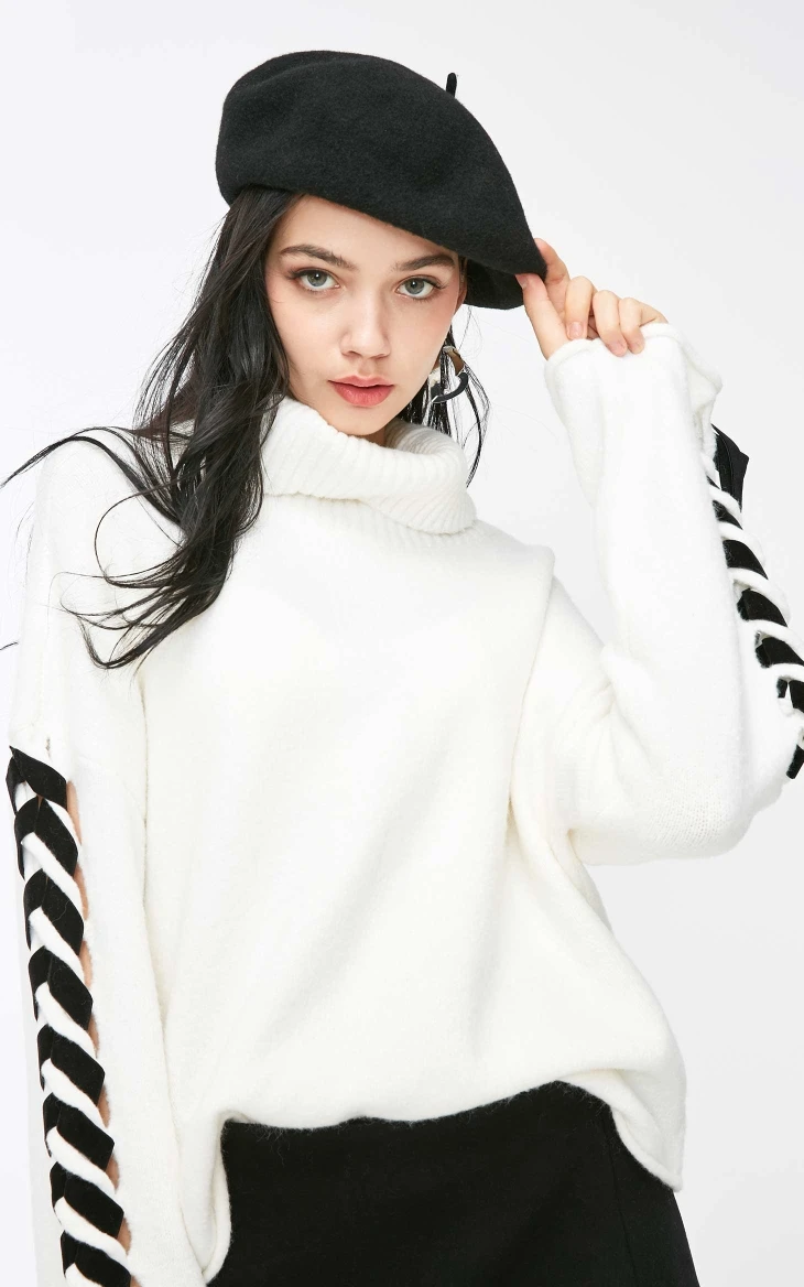 Vero Moda женский свободный крой с вырезом и высоким вырезом на шнуровке вязаный свитер | 318313506