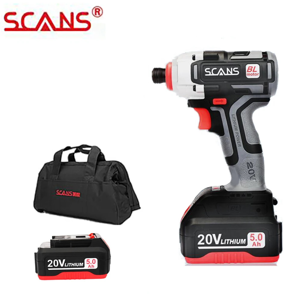 US $122.54 SCANS SC2180 Professional Tool 20V Cordless Brushless Lithium Impact Driver Impact Screwdriver With LiIon Battery Free Return