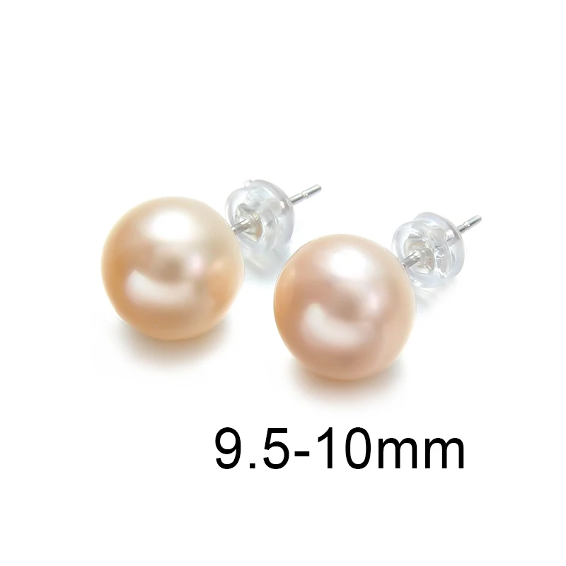 Pink 9.5-10mm Жемчужные серьги, серебро 925, ювелирное изделие, пресноводные жемчужные серьги для женщин, свадебный подарок, жемчужные ювелирные изделия - Цвет камня: Pink 9.5-10mm