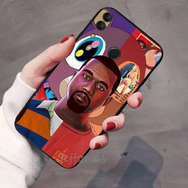 huawei silicone case Kanye Omari Tây Rap Bling Dễ Thương Ốp Lưng Điện thoại Huawei Enjoy 7 7S 8 8E 9 9E 10 Plus p8lite 2017 Honor 5A view9 chơi 3E huawei pu case