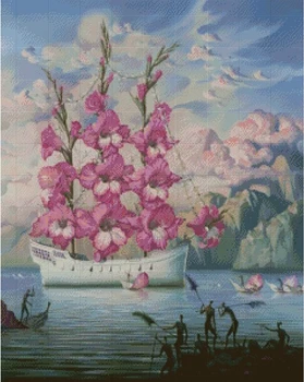 

Higher Cotton FREE delivery Top Quality popular counted cross stitch kit flower ship Mayflower ship