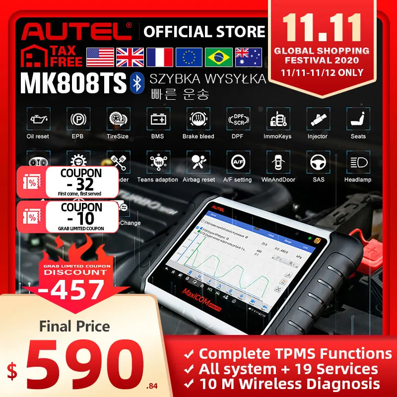 Autel MaxiCOM MK808TS OBD2 Bluetooth scanner
