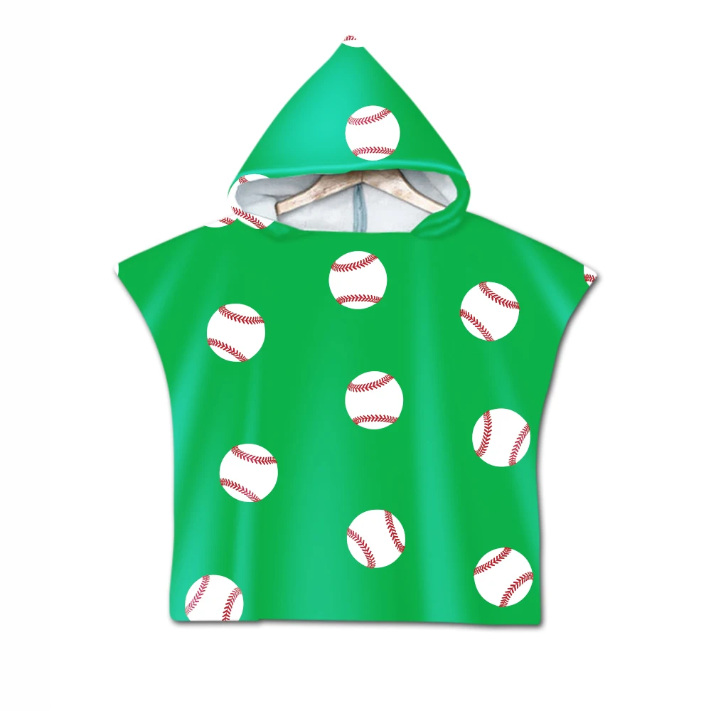 Бейсбольное регби 3D печать мультфильм Спортивное пляжное полотенце с узором для маленьких детей с капюшоном банное полотенце для маленьких мальчиков и девочек банное мягкое полотенце - Цвет: Тёмно-синий