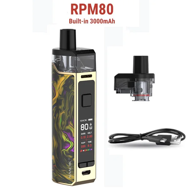 RPM80 Fluid gold SMOK RPM80 RPM80 PRO комплект Vape 80 Вт электронная сигарета 3000 мАч 18650 батарея 5 мл бак RPM сетка 0.4ohm RGC 0.17ohm VS RPM40 Pod - Цвет: RPM80 Fluid gold