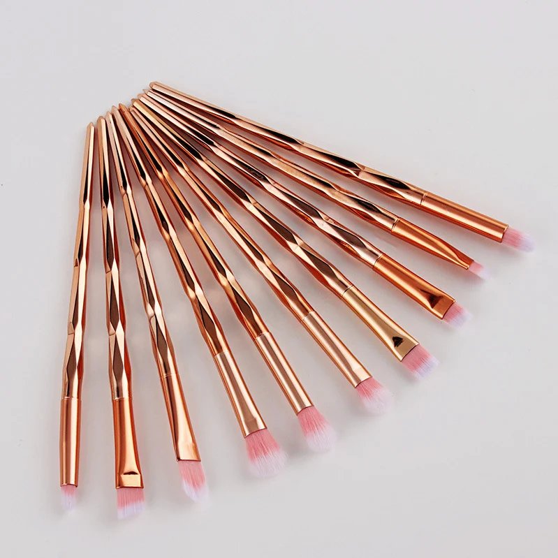 Gold 10pcs Новинка, набор косметических кистей для макияжа, 10 шт., кисть для растушевки теней, бровей, ресниц, подводки для глаз, кисти для профессионального макияжа глаз, набор инструментов - Handle Color: Gold 10pcs