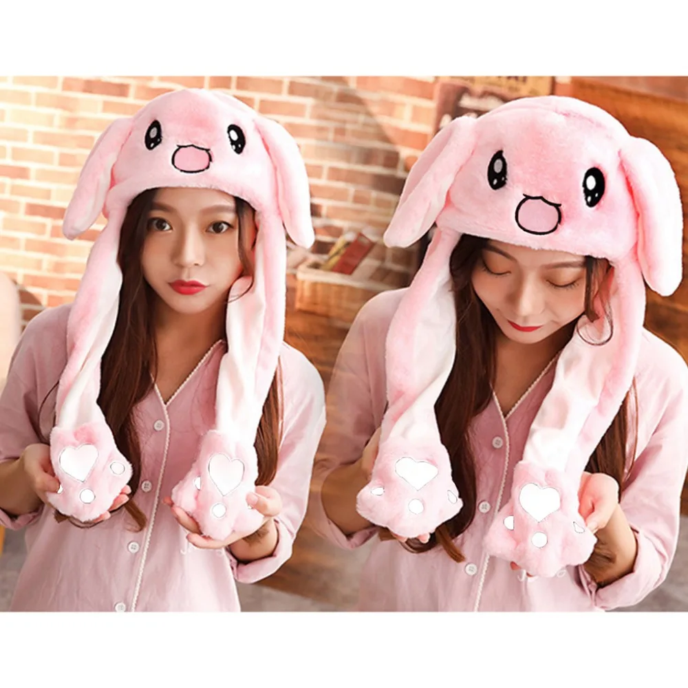 Милый кролик, олень, свинья, животное, плюшевая шляпа, Kawaii, подушка безопасности, движущиеся прыгающие уши, забавная танцевальная игрушка, подарок, шапка-ушанка с лапами для взрослых детей
