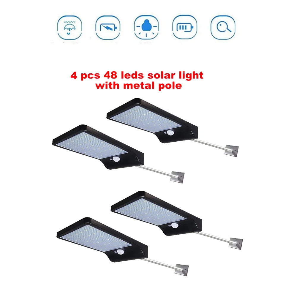 

2/4pcs 48 LED Solar Street Light Auto PIR Motion Sensor Solar Garden Wall Lamp For Outdoor Waterproof Lighting security garden w