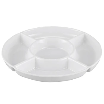 

Plastic 5 Sections Fruits Sushi Divided Platter 9 Inch Dia