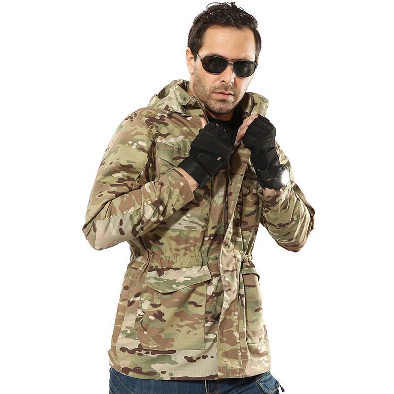 US Army Camouflage Military Jacket Men Waterproof Tactical Hoody Jackets Autumn Many Pockets Hiking Assault Windbreaker Coat