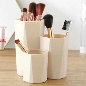 

3 Lattices Cosmetic Make-up Brush Storage Box Makeup Polish Cosmetic Holder Tools Pen Holder Rack Table Organizer