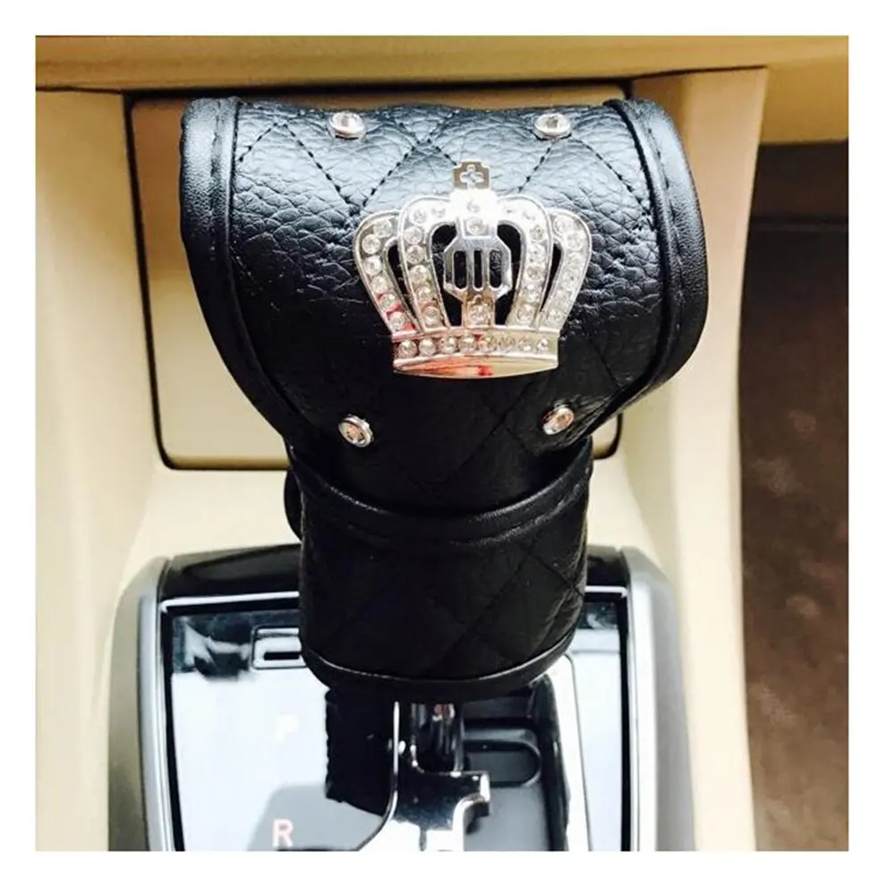 Bling Car Gear Shift Cover стразы искусственная кожа Корона Декор Автомобильные аксессуары