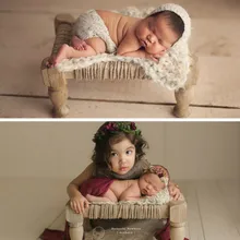Новорожденный ребенок ретро пеньковая веревка кровать фотография Реквизит полнолуние твердой древесины контейнер ребенка креативные Кровати Аксессуары для фотосессии детские кроватки