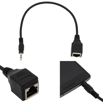 

1pcs 3.5mm 1/8" Jack TRS Audio Cable To RJ45 Socket Ethernet Adapter Wire Line