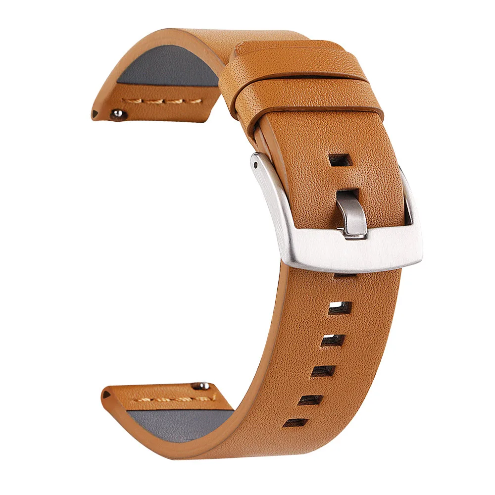 Khaki S Ремешок для часов из натуральной кожи 18 мм, 20 мм, 22 мм, 24 мм, для samsung Galaxy Watch, 42 мм, 46 мм, Active2, ремешок для часов Amazfit GTR/Bip - Цвет ремешка: Khaki S
