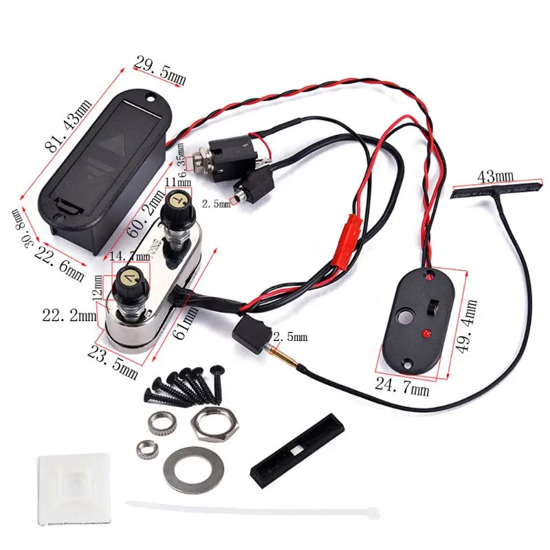 Replacement 3.5mm Jack Bridge Pickup EQ Amplifier Preamp Kit Set for Electric Violin Accessories