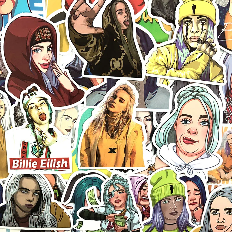 50 шт./упак. Американский Billie Eilish наклейки для мотоцикла скейтборд велосипед креативного фото гитары альбом для ноутбука Diy Водонепроницаемый