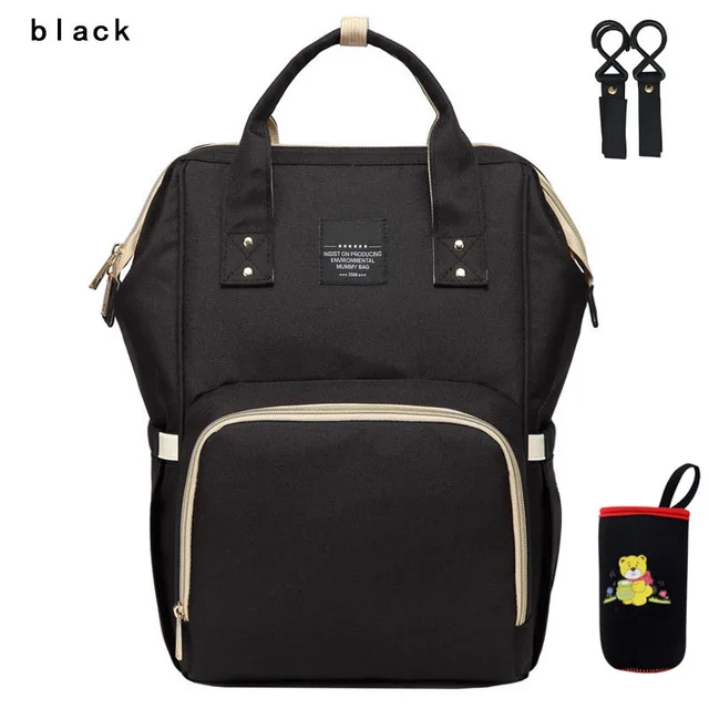 Модная мама Материнство сумка для переноски подгузников Водонепроницаемый сумка для подгузников; рюкзак для путешествий USB большой Ёмкость сумка-рюкзак для ухода за ребенком - Цвет: Black