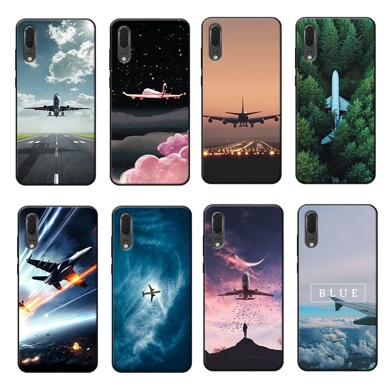 

For huawei honor 8x 10 20 10 lite 20 pro Clear Soft Silicone Phone Case Aircraft Airplane fly travel