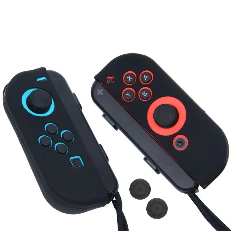 2 набора для Joy Con гелевых охранников с зажимами большого пальца Nintendo Switch синий +
