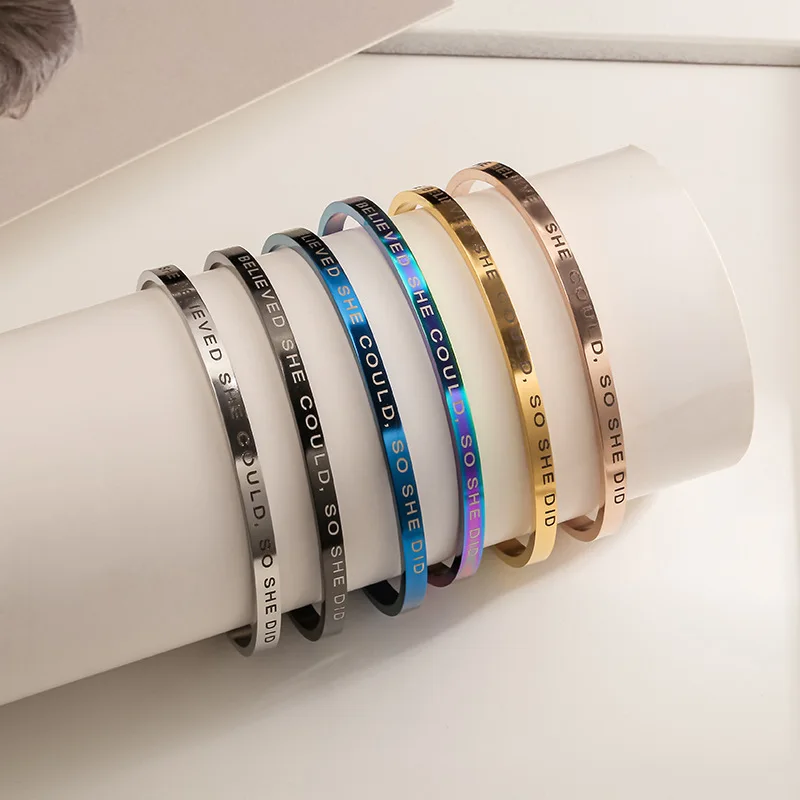 4mm 4 Colors Quotes Mantra Bracelets Stainless Steel Open Cuff Bangle Fashion Female Inspirational Jewelry Bracelets 4mm 4 colors quotes mantra bracelets stainless steel open cuff bangle fashion female inspirational jewelry bracelets