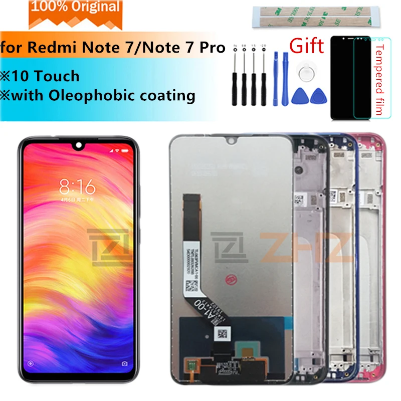 Pаспродажа Оригинальный Для xiaomi redmi note 7 ЖК дисплей кодирующий преобразователь сенсорного экрана в сборе для redmi note 7 pro font b lcd b font + рамка 10 сенсорных запчастей