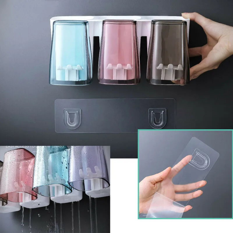 Toothpaste Toothbrush Holder Bathroom Wall Mount Stand Storage Organizer Rack