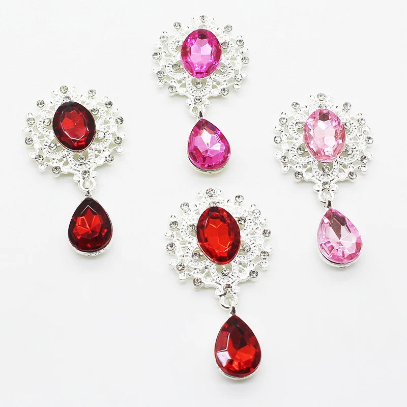 New Mix Color Cheap Pendant Metal Buttons 10Pcs/Lot 25*45mm Brooch Buttons Get TogetherRed wine Candle Party Decoration