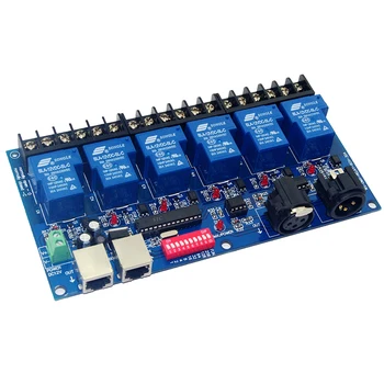 

6CH Relay switch dmx512 Controller RJ45 XLR, relay output, DMX512 relay control,6 way relay switch DC12V 30A*6CH for led