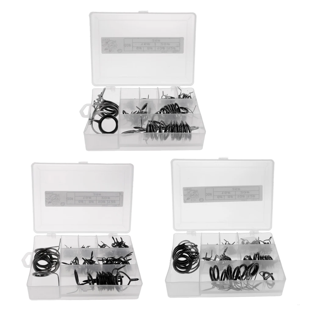 75Pcs/box Fishing Rod Guides Double Foot Stainless Steel Frame Ceramic Ring Reel Care Accessories