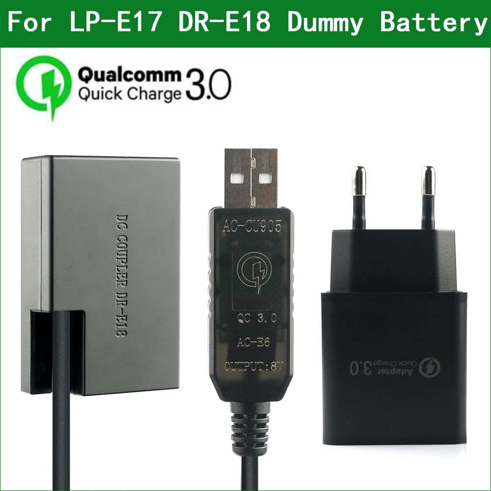 Аккумулятор для муляжа LP-E17 LP E17 ACK-E18 DR-E18 постоянного тока Canon EOS 200D II Rebel SL2 SL3 T6i T6s T7i