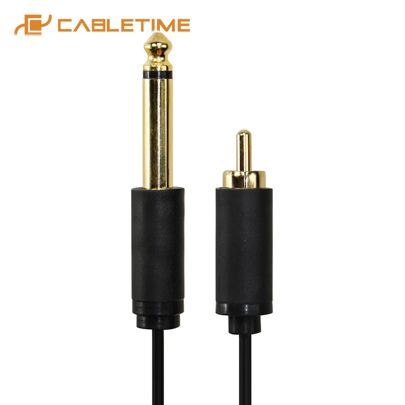 

CABLETIME 6.35 mm Mono To RCA Stereo Audio Cable amplifier Connected Instrument Cable for Electric Guitar Mixing ConsoleLine C24