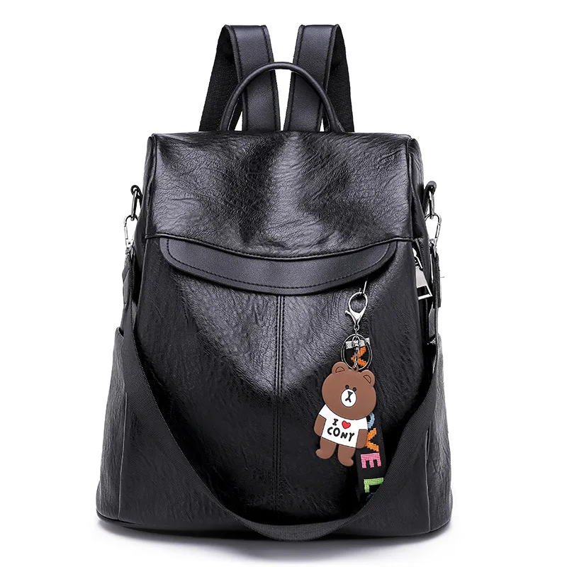 

Anti-Theft Backpack Women's 2019 New Style Fashion Korean-style Large-Volume College Style School Bag Waterproof Pu Soft Leather