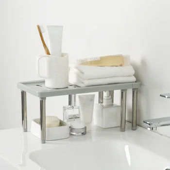 

Kitchen Rack Home Closet Organizer ABS Storage Shelf Adjustable Space Saving Wardrobe Decorative Shelves Cabinet Holders