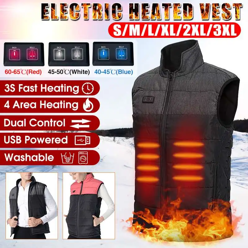 

Smart Dual Control Men Women Outdoor USB Infrared Heating Vest Jacket Winter Electric Thermal Clothing Waistcoat For Hiking
