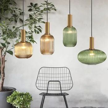 

Modern Stained Glass Pendant Light Fixtures Led Gold Hanging Lamp for Living Room Bedroom Home Loft Industrial Decor Luminaire