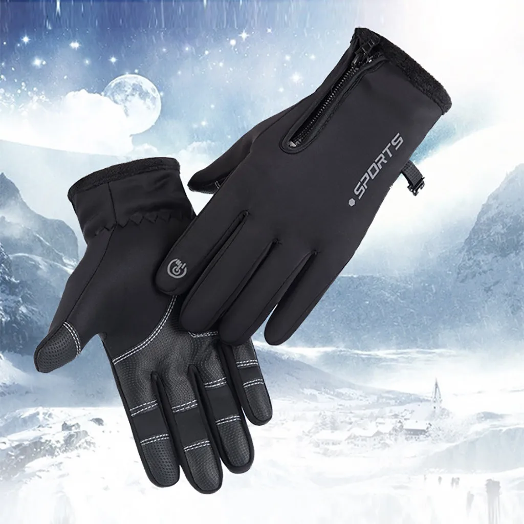 Высокое качество унисекс зимние спортивные водонепроницаемые ветрозащитные теплые перчатки на молнии поддержка Прямая поставка
