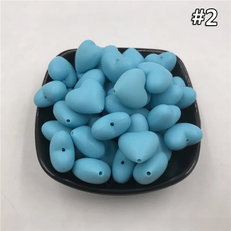 Baby teether 2 10 шт./партия, пищевая модель сердца, детский силиконовый прорезыватель из дфп, свободные бусины, силиконовые любящие бусины в форме сердца, Прорезыватель для зубов, Детские Жевательные бусины, игрушки - Цвет: Baby teether 2