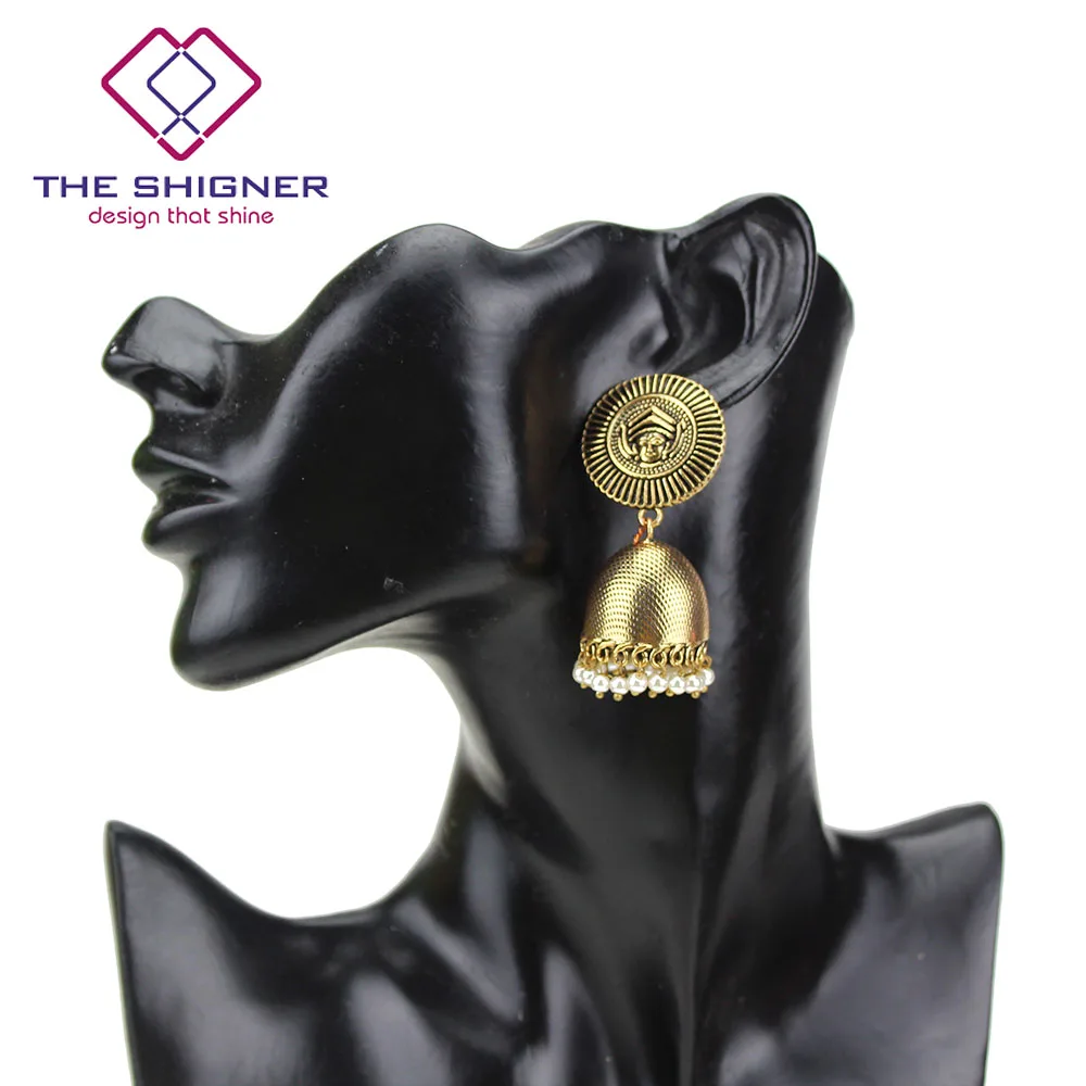 THE SHIGNER античные этнические индийские Золотые птичьи клетки Jhumka Jhumki серьги индийские классические племенные традиционные висячие серьги ювелирные изделия